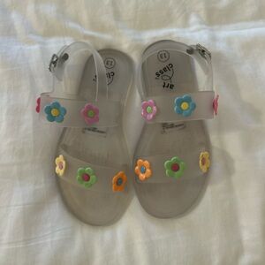 art class Clear Jelly Sandals with Colorful Flower Charms